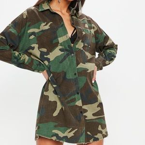 Missguided Petite Camo Shirt Dress
